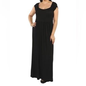 NWT 24seven Comfort Apparel Black
Maxi Dress w Round Neck & Empire Waist - 2X